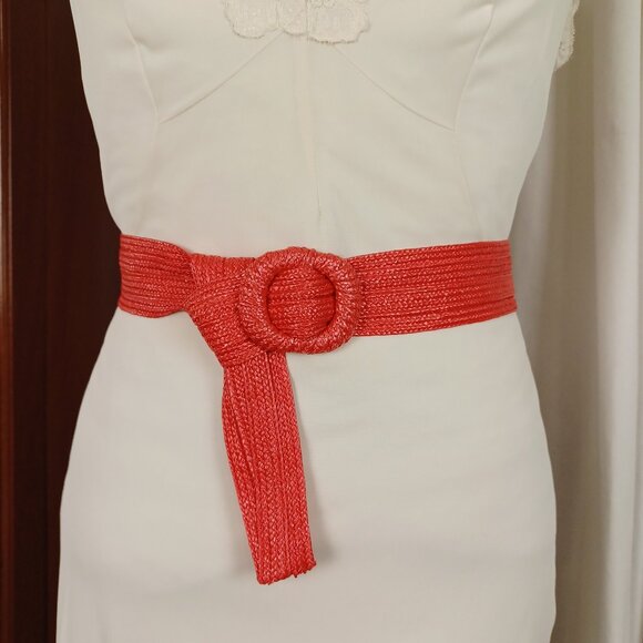 80s Vintage Woven Raffia Style Slide Belt, XXL, Up to 38" - Picture 1 of 7